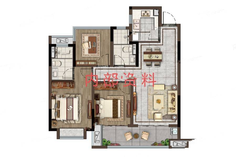 翡翠正荣府3室2厅2卫101㎡户型图