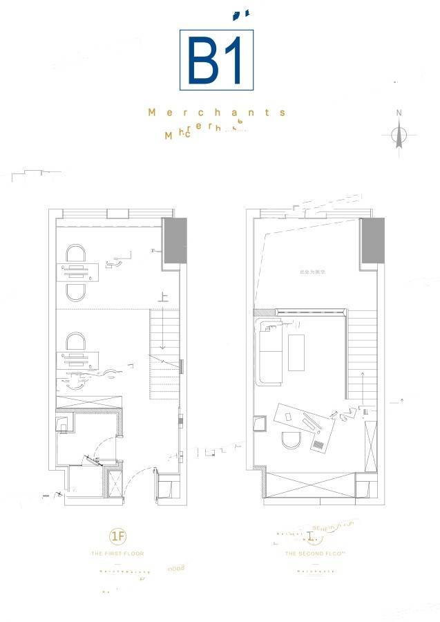 招商城市主场1室1厅1卫48.6㎡户型图