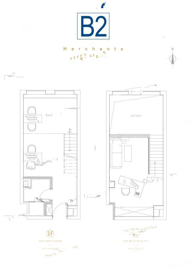 招商城市主场1室1厅1卫48.6㎡户型图