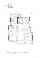 旭辉翡翠江来4室2厅2卫118㎡户型图