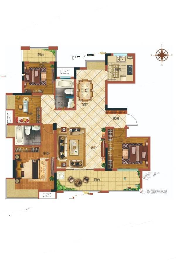 聚福未来城4室2厅2卫129㎡户型图