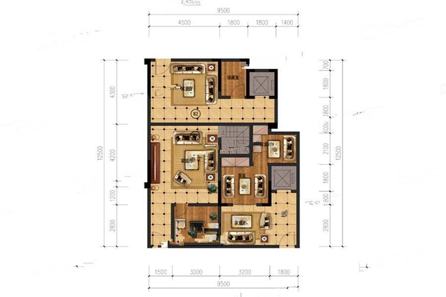 金城新天地5室3厅5卫134.1㎡户型图