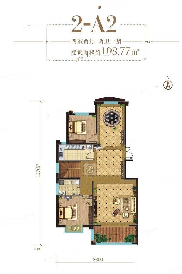 天佑嘉州润园4室2厅2卫198.8㎡户型图