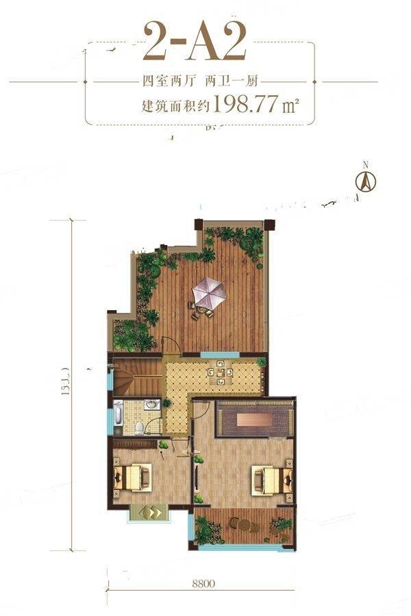 天佑嘉州润园4室2厅2卫198.8㎡户型图