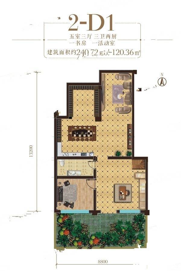 天佑嘉州润园5室3厅3卫120.4㎡户型图