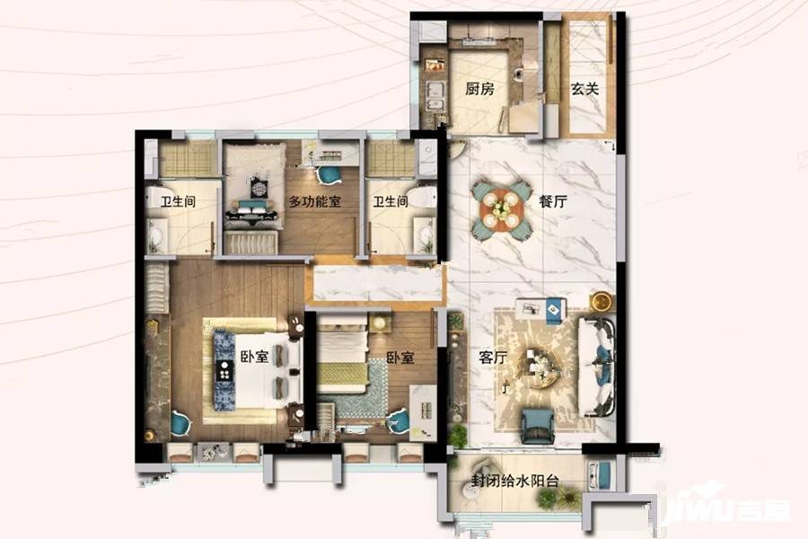 碧桂园新城之光3室2厅2卫118㎡户型图