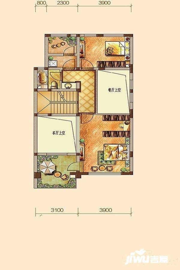 绿地璀璨天城2室2厅1卫90㎡户型图