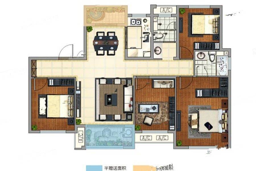 绿地新里格林公馆4室2厅2卫134㎡户型图