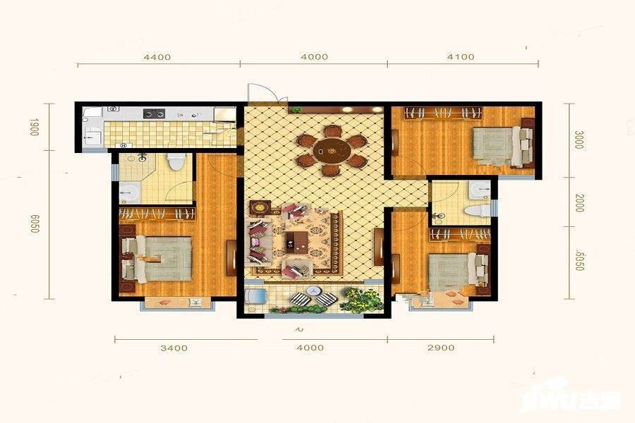 天一城市之光康桥府3室2厅2卫118㎡户型图