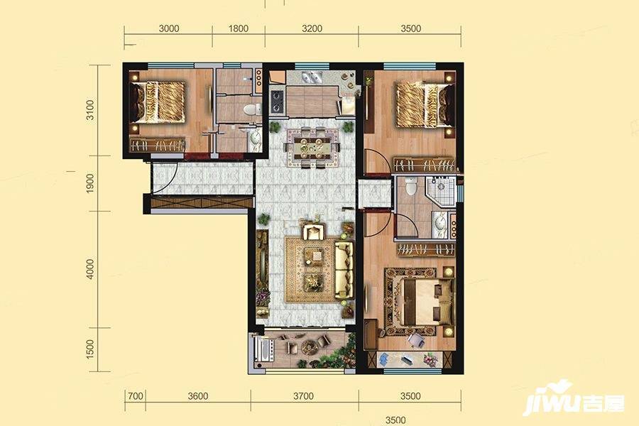 碧桂园凤凰城3室2厅2卫115㎡户型图