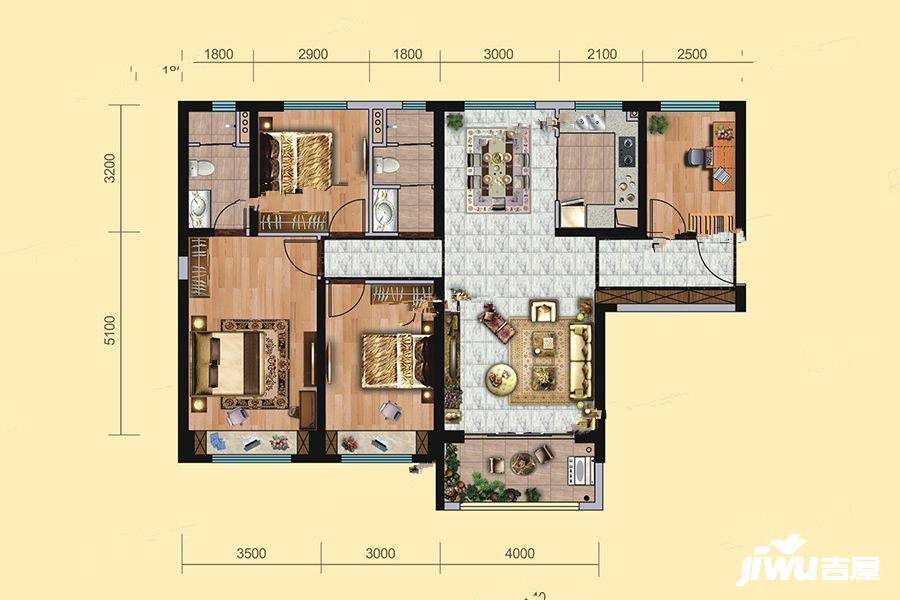 碧桂园凤凰城4室2厅2卫136㎡户型图