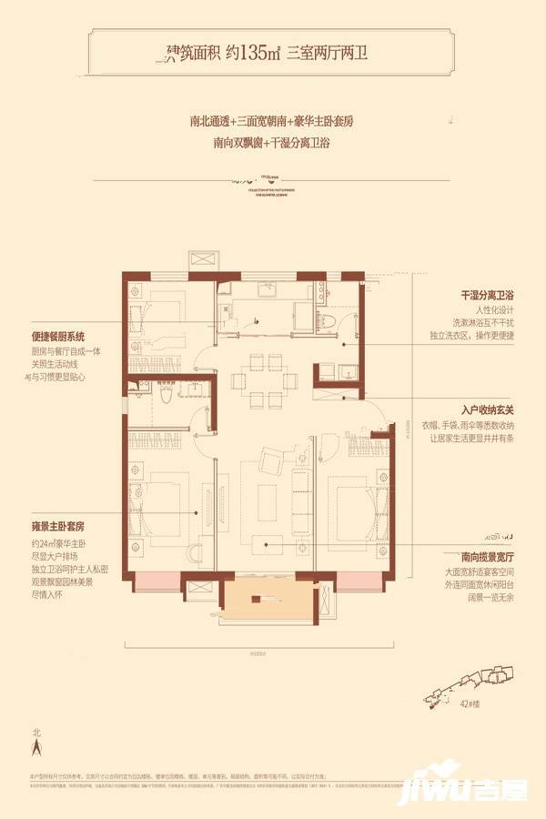 中国铁建万科翡翠国际3室2厅2卫135㎡户型图