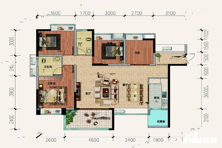 南州国际南郊广场4室2厅2卫139㎡户型图