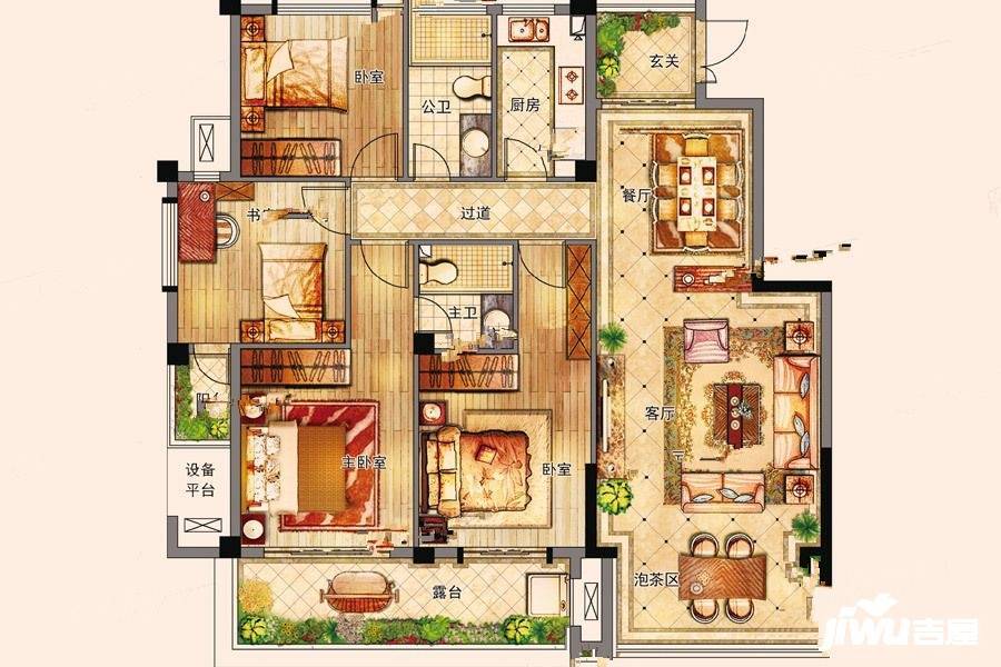 百宏御墅香堤4室2厅2卫135㎡户型图