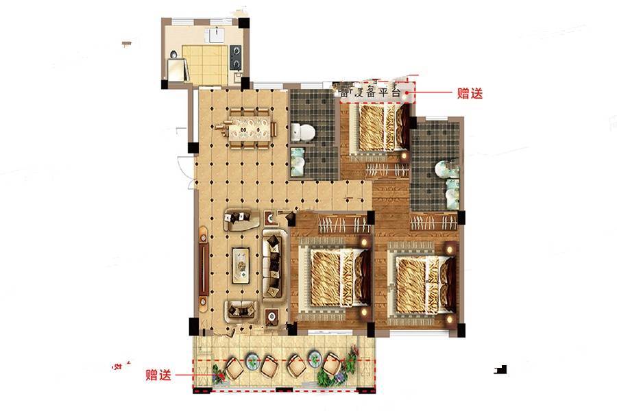 瑞泽家园3室2厅2卫113.1㎡户型图