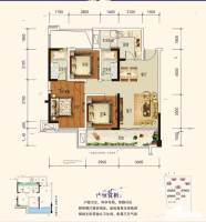 霞浦世邦三千府3室2厅2卫89㎡户型图