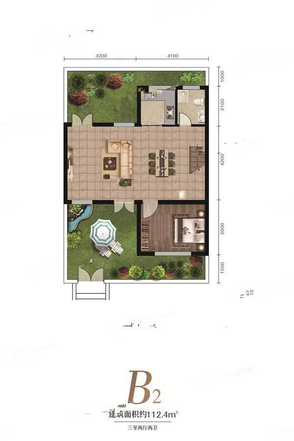 小西沟二期观云小镇3室2厅2卫112.4㎡户型图