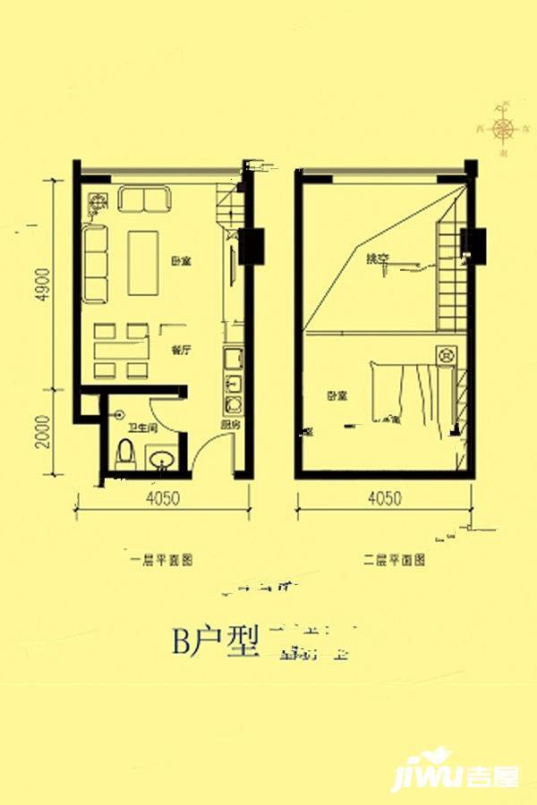 融鼎5号1室2厅1卫38.7㎡户型图