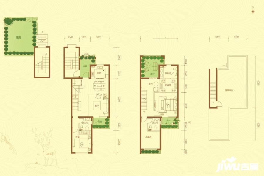 玉泉山居3室2厅3卫138.2㎡户型图