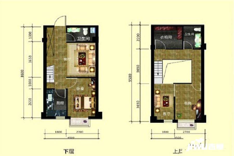 金世纪家园三期3室2厅2卫45㎡户型图