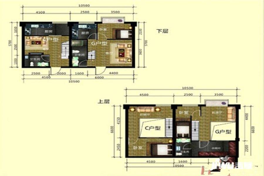 金世纪家园三期3室2厅2卫37.7㎡户型图