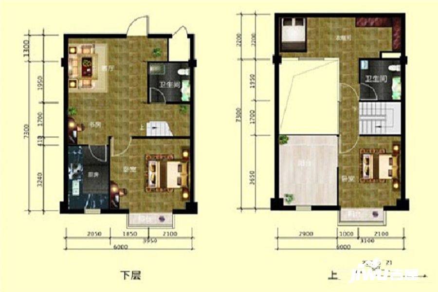 金世纪家园三期3室1厅2卫58.8㎡户型图