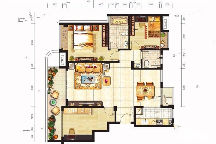 佳源金月湾3室2厅2卫117.5㎡户型图