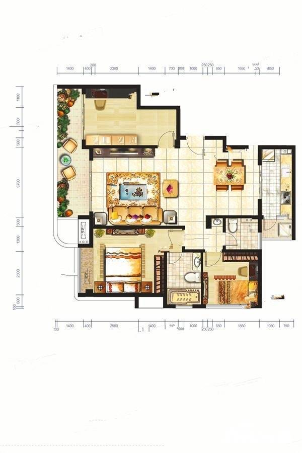 佳源金月湾3室2厅2卫115.2㎡户型图