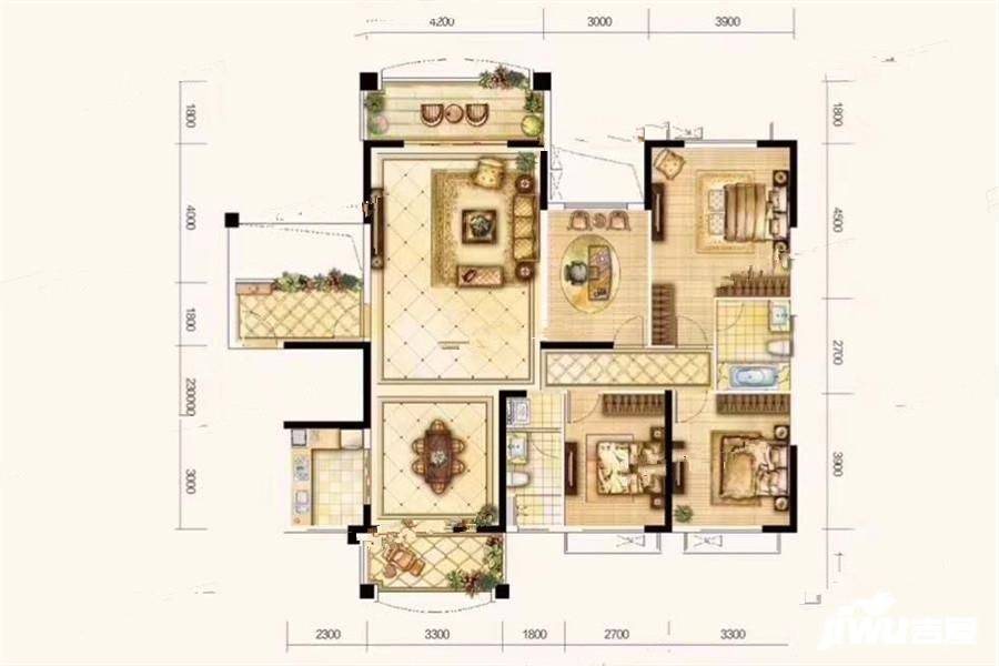 耀江西岸公馆4室2厅2卫168.5㎡户型图