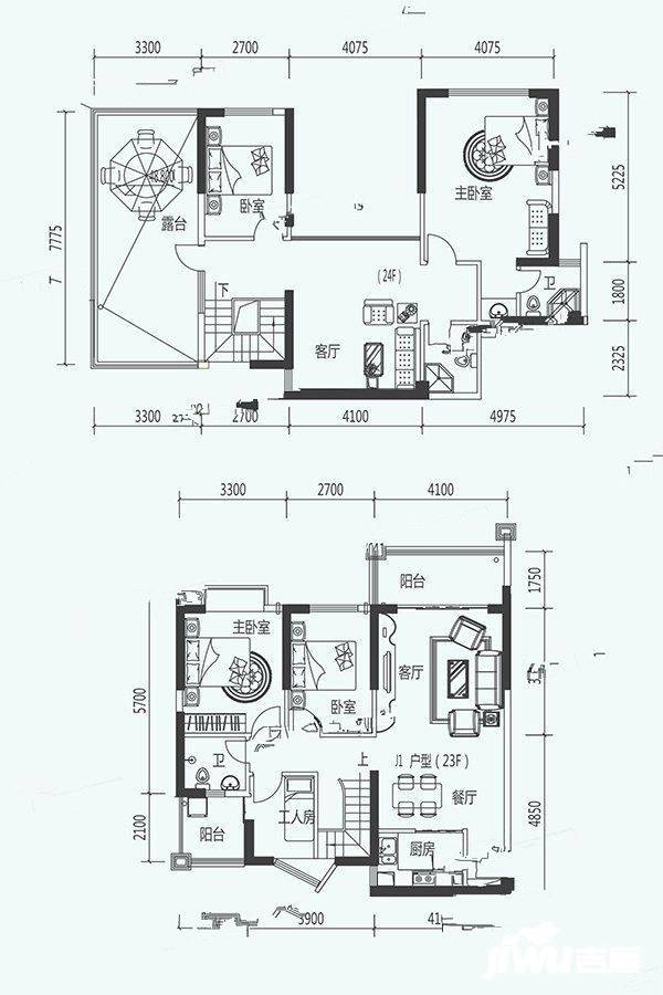 粤泰滨江花园5室3厅3卫192.6㎡户型图