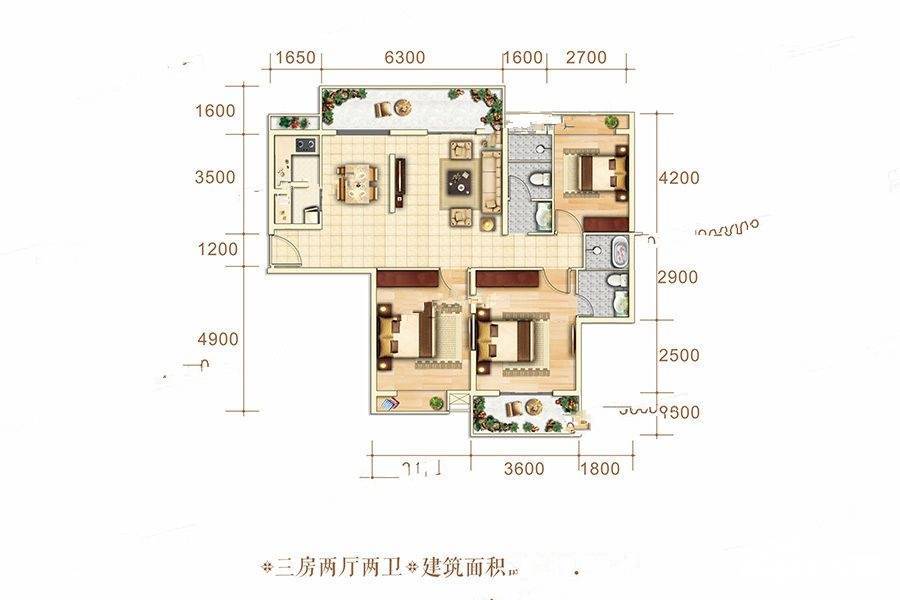 博泰海畔澜廷3室2厅2卫117.9㎡户型图