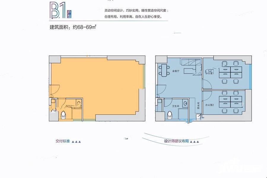 晨晖玺樾普通住宅68㎡户型图