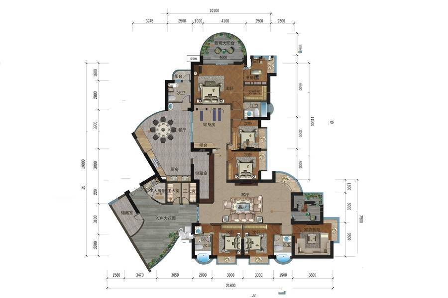 海口玉湾9室3厅4卫294.2㎡户型图