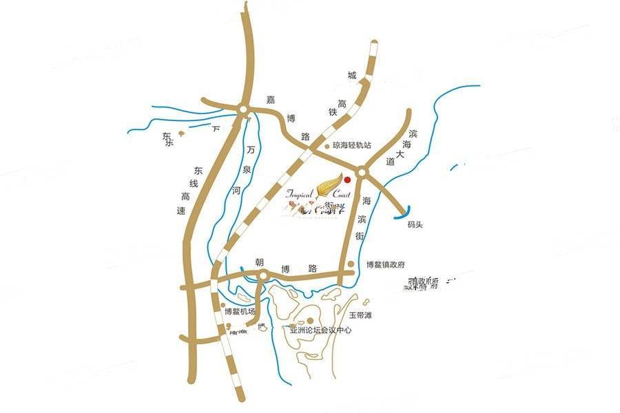 博鳌椰风海岸位置交通图图片