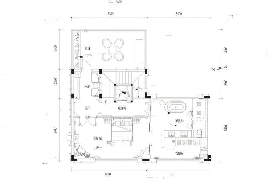 官塘水院4室2厅5卫177㎡户型图