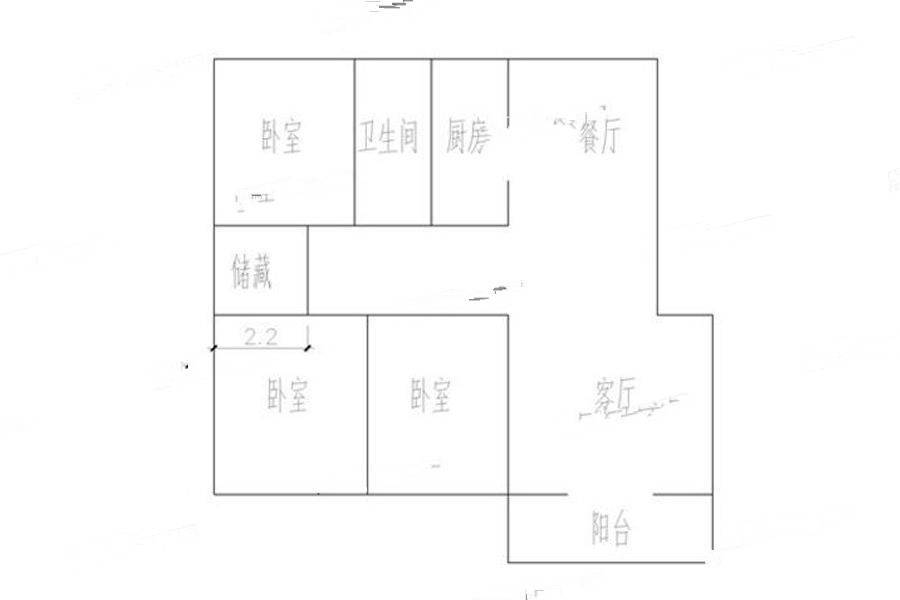 东方锦城3室2厅1卫150㎡户型图