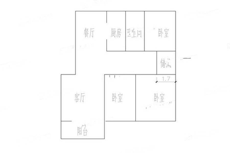 东方锦城3室2厅1卫127㎡户型图