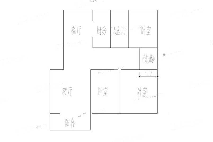 东方锦城3室2厅1卫114㎡户型图