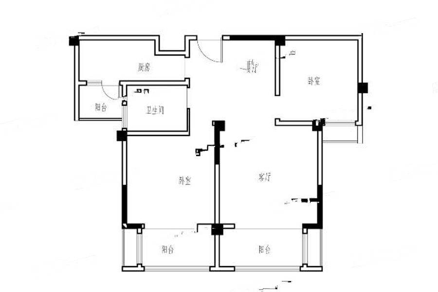 恒泰山水文园3室2厅0卫92㎡户型图