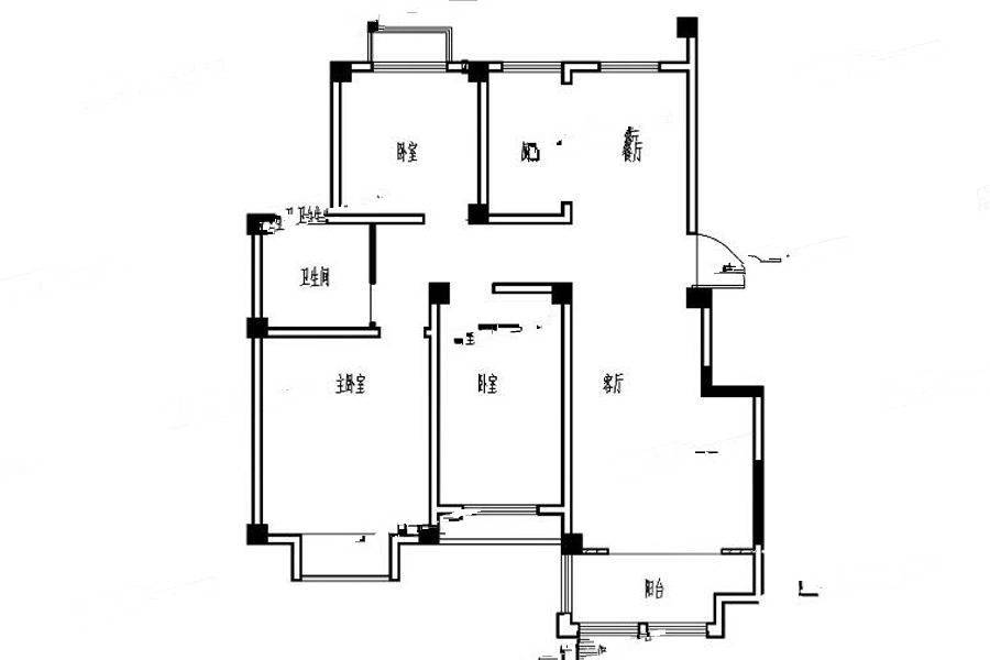 恒泰山水文园3室2厅1卫103㎡户型图