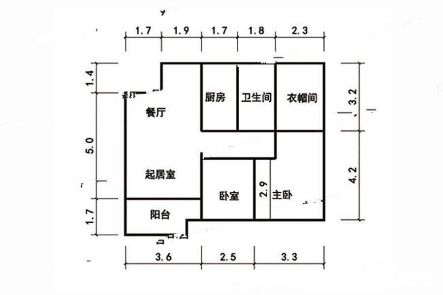 苏宁悦城3室2厅1卫87㎡户型图