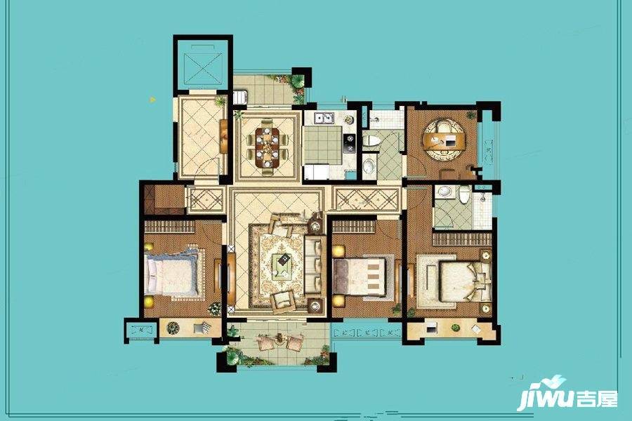 苏宁悦城4室2厅2卫140㎡户型图