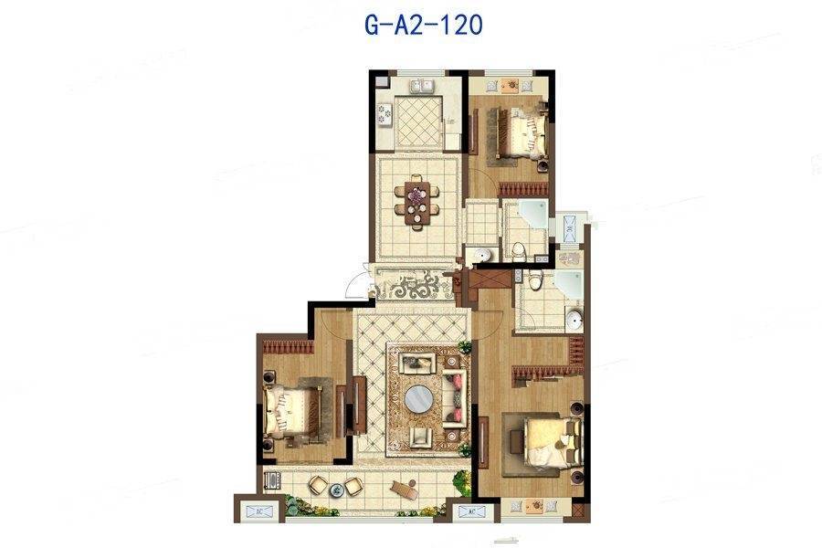 蓝光锦澜府3室2厅2卫135㎡户型图