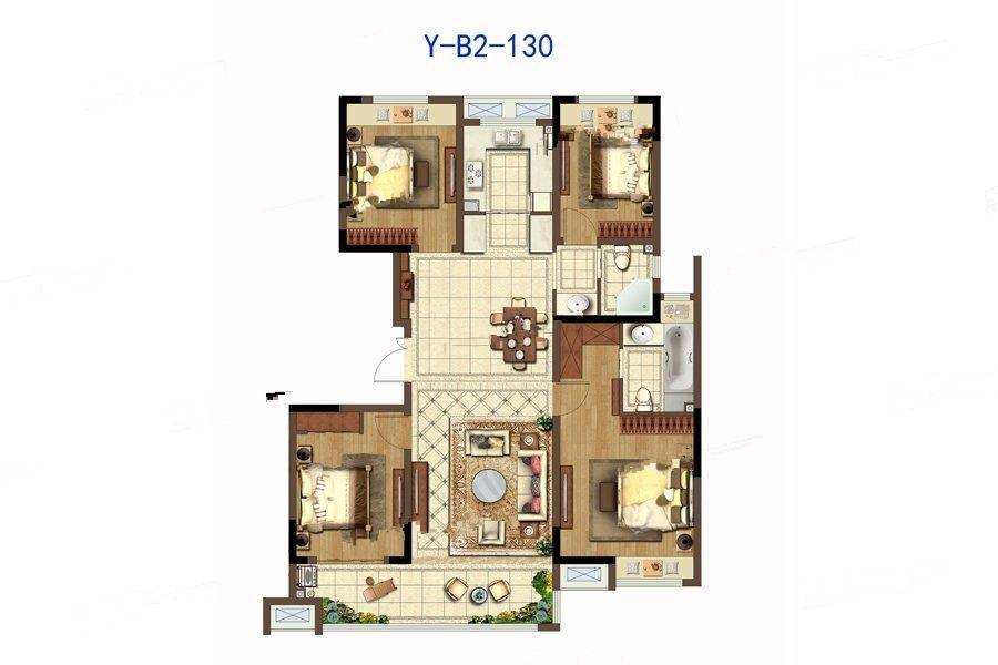 蓝光锦澜府4室2厅2卫145㎡户型图