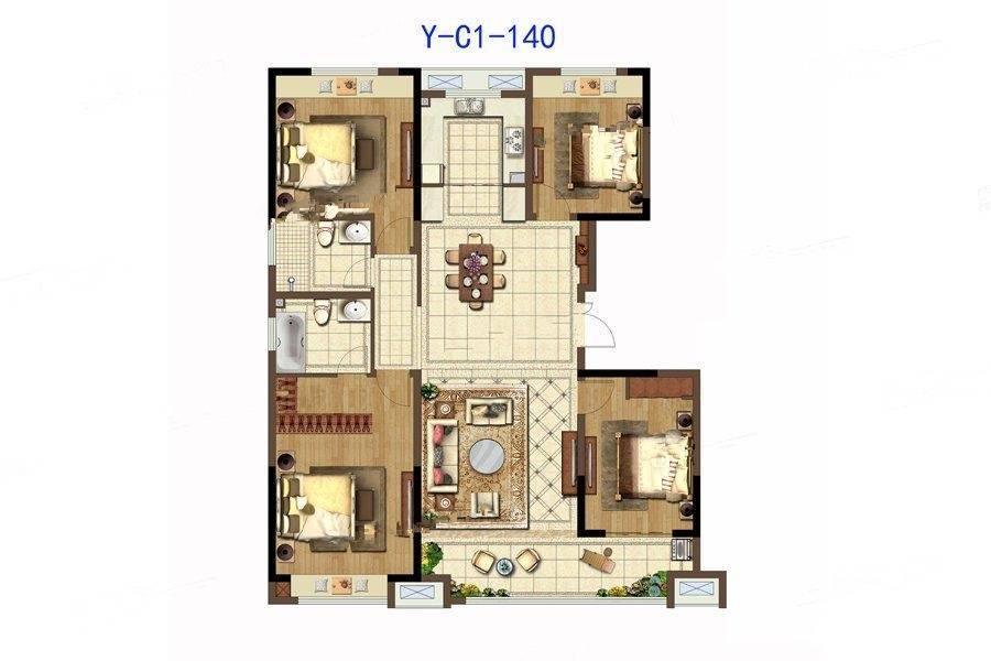 蓝光锦澜府4室2厅2卫150㎡户型图