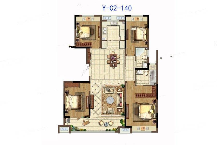 蓝光锦澜府4室2厅2卫155㎡户型图