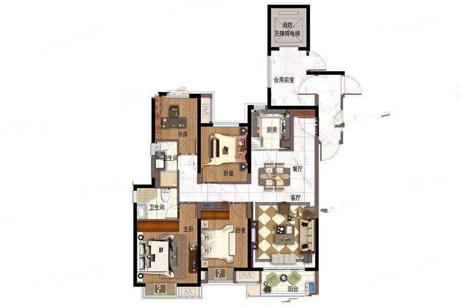 中南珍宝岛熙悦4室2厅2卫130㎡户型图