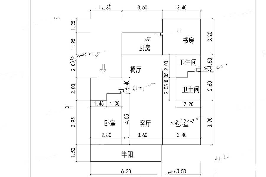 和平路万象府3室2厅2卫124㎡户型图