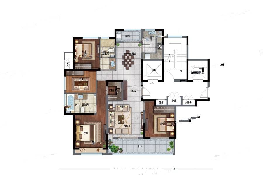 东方兰园4室2厅2卫155㎡户型图