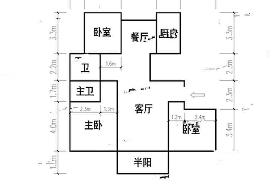 永泰锦园3室2厅2卫127㎡户型图